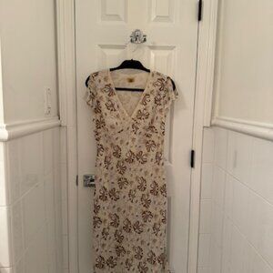 neutral tone flower dress by Caslon.